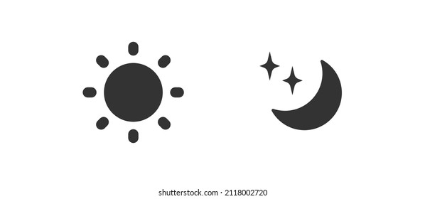 Tag und Nacht. Die Sonne fügt das schwarze Mondsymbol hinzu. Vektor-Wohnung, einzelne Illustration