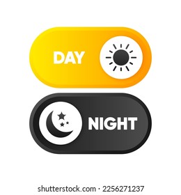 Day or Night mode switch button. Concept of interface ui. On Off or Light and Dark mode. Vector illustration.