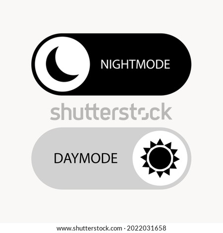 Day and Night Mode Switcher. On Off Switch Element for Mobile App, Web Design, Animation. Light and Dark