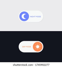 Day and Night Mode Switcher for Phone Screens. Toggle Element for Mobile App, Web Design. Day night switch. Simple dark mode switch icon