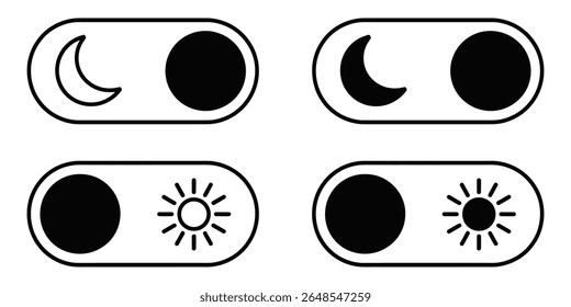 Day and night mode toggle illustration shows light and dark theme options for user interface design