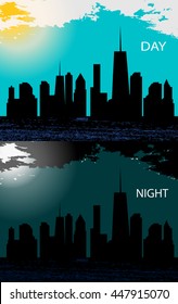 Day and night in Modern Flat Design Vector Illustration. EPS10