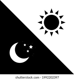 Day and Night Moon Icon Vector  isolated on white background. Silhouette symbol. Vector logo for web design, mobile and white background.