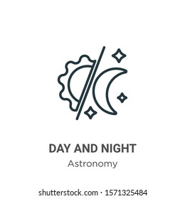 Icono vectorial de esquema diurno y nocturno. Icono de noche y día negro en línea delgada, ilustración de elemento simple vector plano del concepto de astronomía editable aislado en fondo blanco