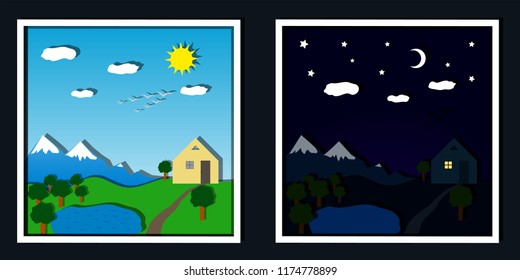 Day Night Paper Landscape