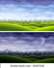 Day And Night Rolling Landscapes  (other Images From This Series Are In My Gallery)