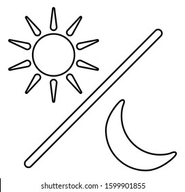 Day and night simple line icon. Sun and moon .The symbol of the change of concept isolated on white background 
