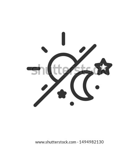 Day and night simple line icon. Sun, moon and stars