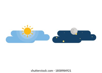 Day and Night sky illustration sun moon stars