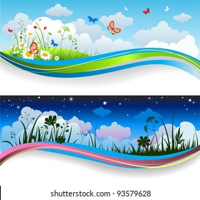 Day and night summer banners