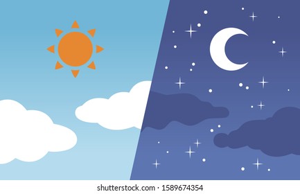 Day and night, sun and moon