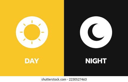 Day and night, Sun moon in flat design