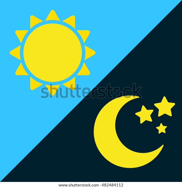 Day and night, sun and moon. Flat icons\
isolated on background