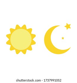 Day and night, sun and moon icon. Flat design illustration.