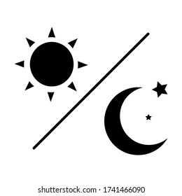 Tag und Nacht, Sonne und Mond Ikone. Flachbild-Illustration.