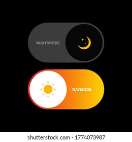 Schaltflächen der Benutzerschnittstelle für Tagesnacht, Vektorgrafik auf schwarzem Hintergrund