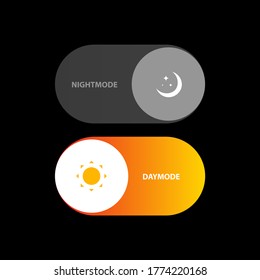 Day And Night Switch Button. Nightmode And Daymode UI Slider Button Concept. Social Media Vector Illustration On Black Background