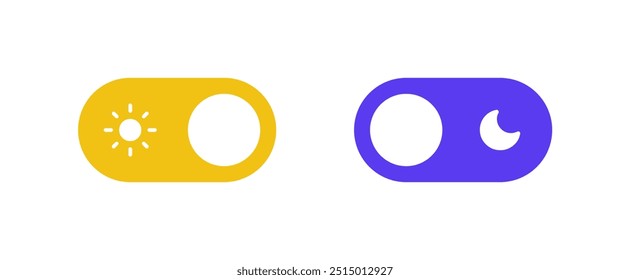 Day and Night Switch Button Vector. Dark Mode and Light Mode Slider Toggle. Dark Mode Switch Icon for Website and App Design Concept.