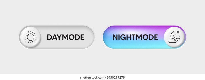 Day night switch buttons. Mobile app interface design concept. Dark mode switch icon. Day and night mode app buttons. Switch toggle app gradient interface. Night mode slider. Vector