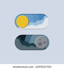 day and night switch buttons vector flat design illustration isolated background