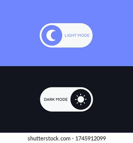 Day and night switch icon. Dark mode, light mode switch button. Mobile app interface design concept