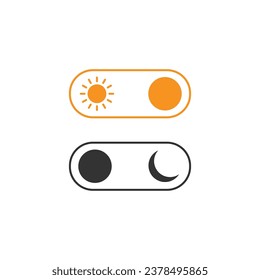 Icono de interruptor nocturno diario. Iconos del interruptor de sol a luna. Botón Cambiar. Ilustración del vector