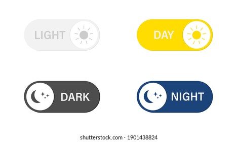 Day night switch icon. Vector illustration light and dark mode switch set. On off or day night button . 10 eps