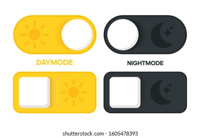 Day and night switch interface design. Vector for mobile and web.