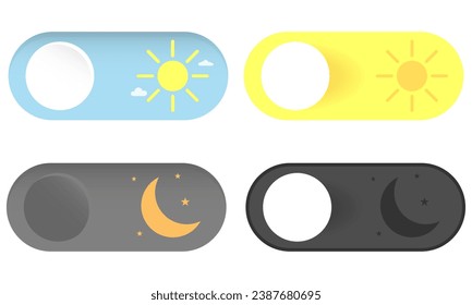 Day and night switch interface design. Vector for mobile and web.