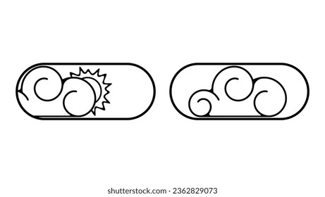 day night switch toggle, a cloud hides the sun and everything becomes dark