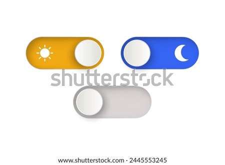 day night switch toggle - dark mode, light mode switch button - On Off or Light and Dark Buttons - Sun and moon symbols with enable or disable button	