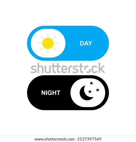 Day and night switcher - web site button with moon and sun to switch the day and night view or mode - isolated vector UI element