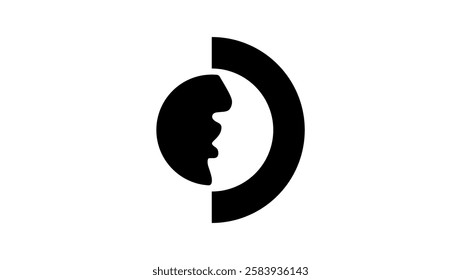 day and night symbol, black isolated silhouette