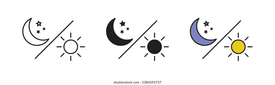 Day and night thin line vector icon.eps illustration