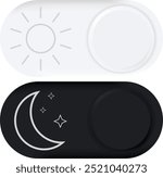 Day and night toggle switch icons set. Collection of on off. Sun and Moon icons for dark light mood. Dark mode and light mode switch button for website and mobile app. day night modes switch isolated.