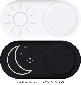 Iconos del interruptor del interruptor del día y de la noche fijados. Colección de encendido y apagado. Iconos del sol y de la luna para el sentimiento claro oscuro. Modo oscuro y Botón de interruptor de modo de luz para el Sitio web y el App móvil.