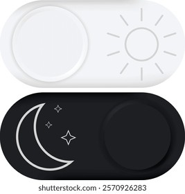 Day and night toggle switch icons set. Collection of on off. Sun and Moon icons for dark light mood. Dark mode and light mode switch button for website and mobile app. day night modes switch isolated.