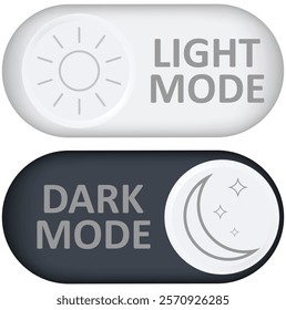 Day and night toggle switch icons set. Collection of on off. Sun and Moon icons for dark light mood. Dark mode and light mode switch button for website and mobile app. day night modes switch isolated.