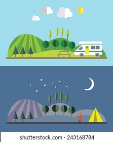 Day and night in the tourist camp