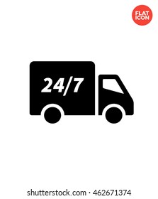 Day and night truck Delivery Icon Flat Style Isolated Vector Illustration