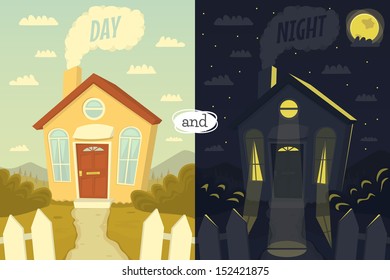 Day and night. Vector illustration.