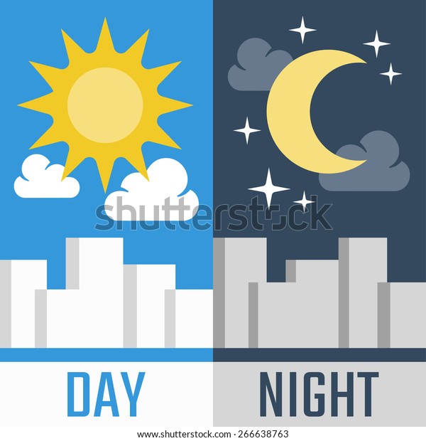 Day Night Vector Illustration Flat Style Stock Vector Royalty Free 266638763