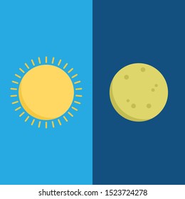 Day and night vector, sun and moon