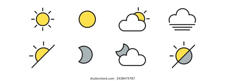 Day and night weather icon vector set, suitable for website icon button.