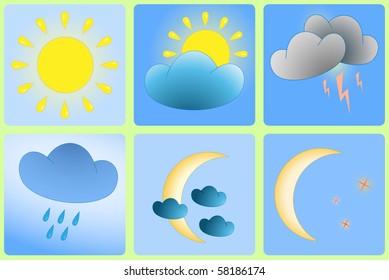 Day and Night weather variation - abstract icons