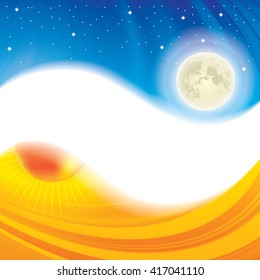 Day and night ying yang concept background