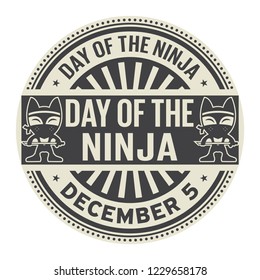 Day of the Ninja, December 5, rubber stamp, vector Illustration