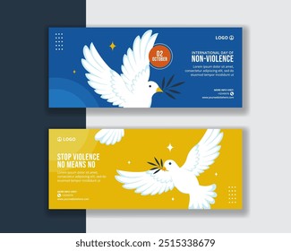 Day of Non-Violence Horizontal Banner Flat Cartoon Hand Drawn Templates Background Illustration