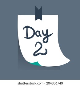 Day number two. Hand draw on sheet of paper.