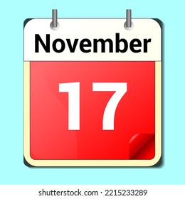 day on the calendar, vector image format, November 17